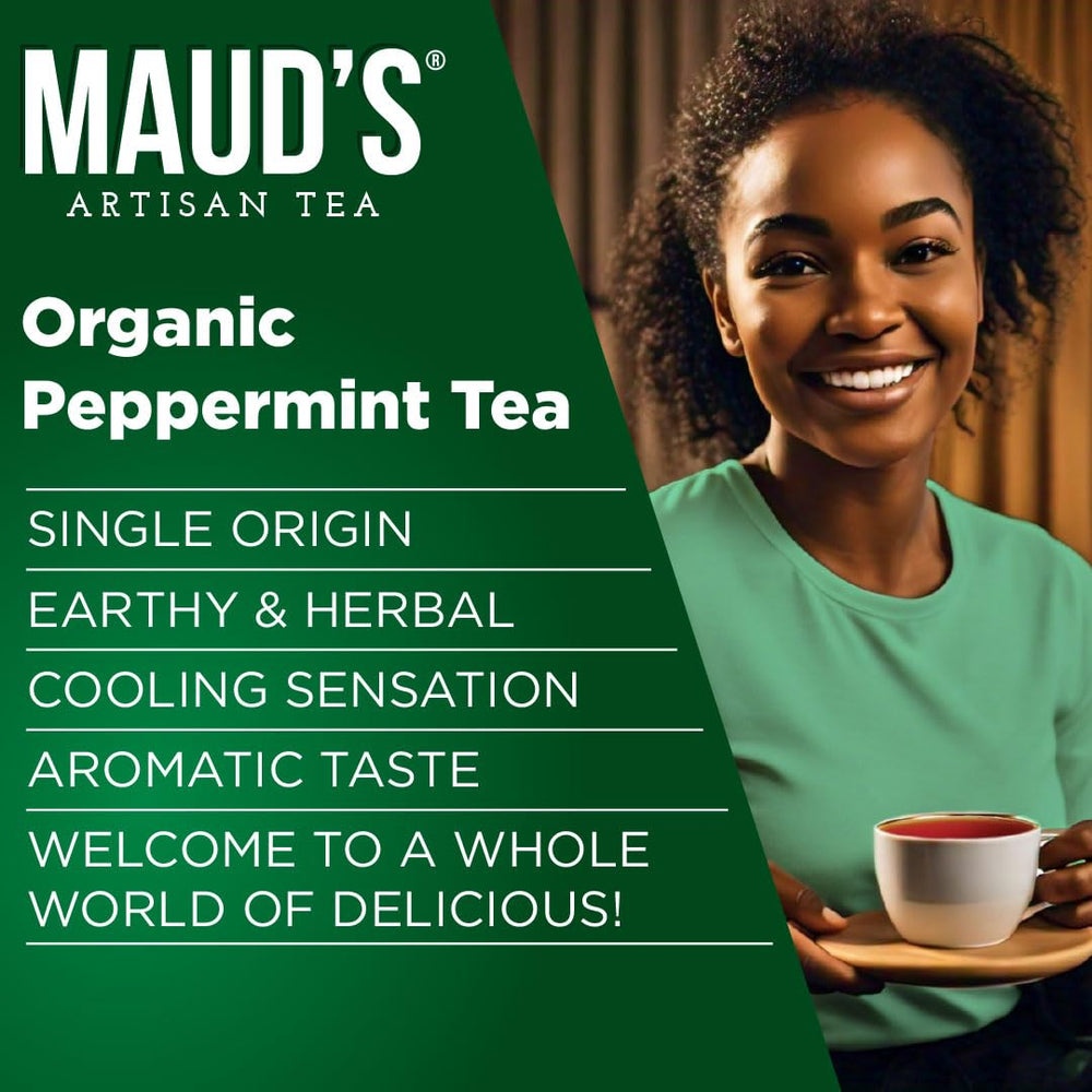 Maud's brewed cup with peppermint tea pod delivers refreshing flavor