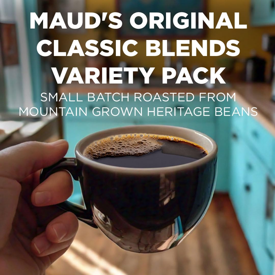 Maud's pods close up showing assorted flavors for quick brews