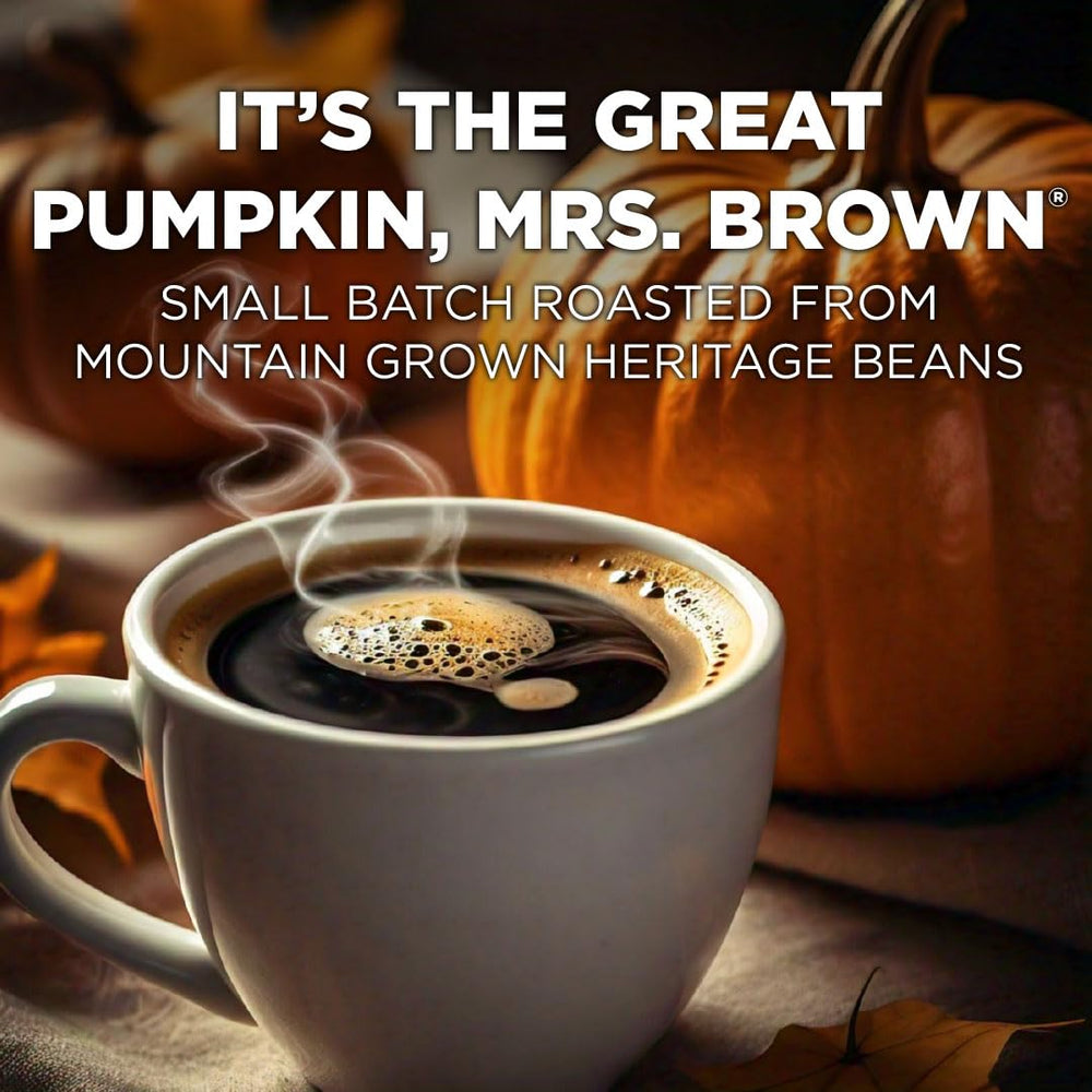 Maud's Pumpkin Spice pods close-up reveals rich aroma and premium roast.