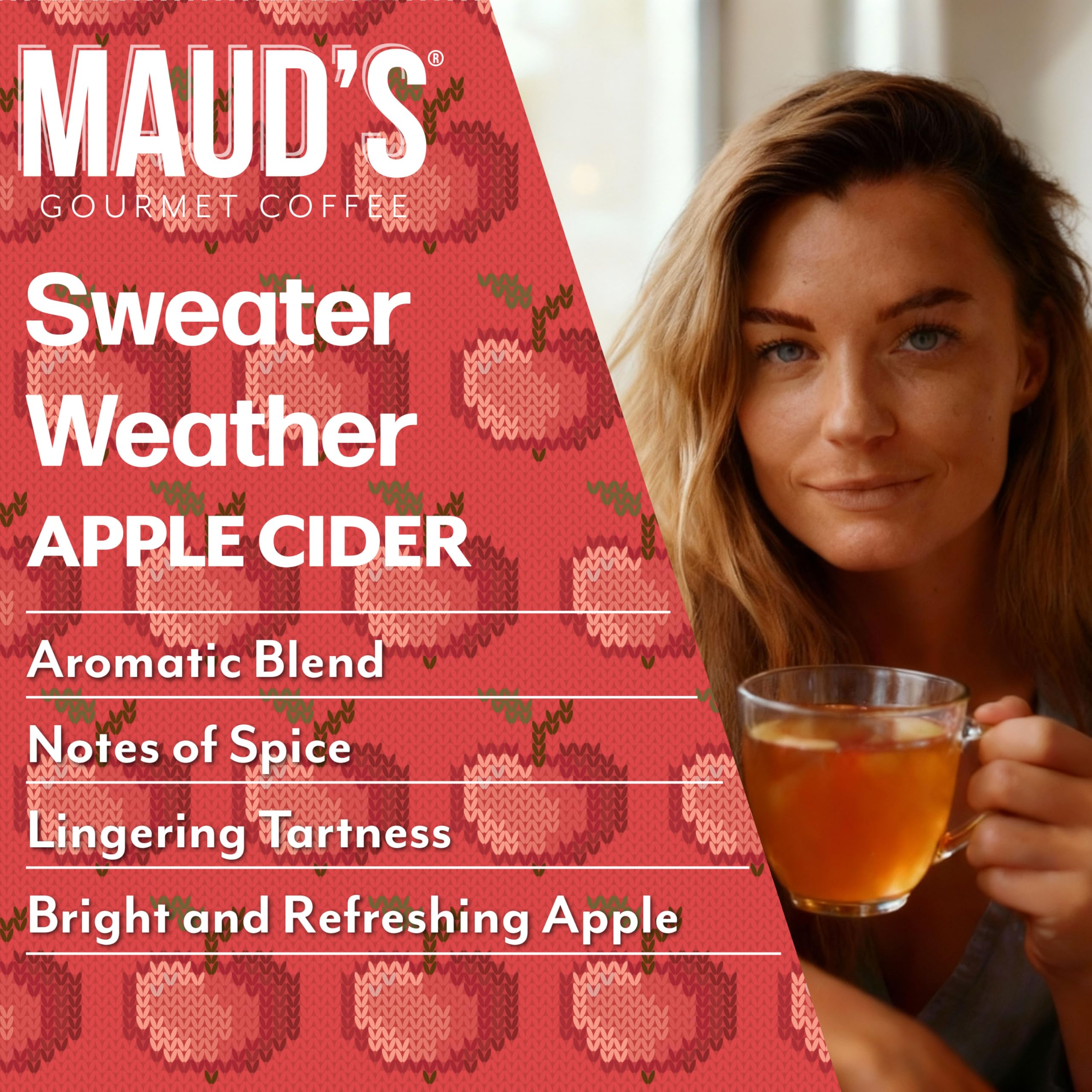 Lids and recyclable packaging highlight sustainability for Maud's pods.