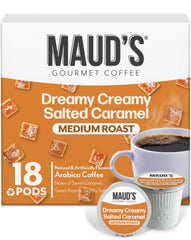 Maud's salted caramel coffee pods packshot showing convenient single-serve format