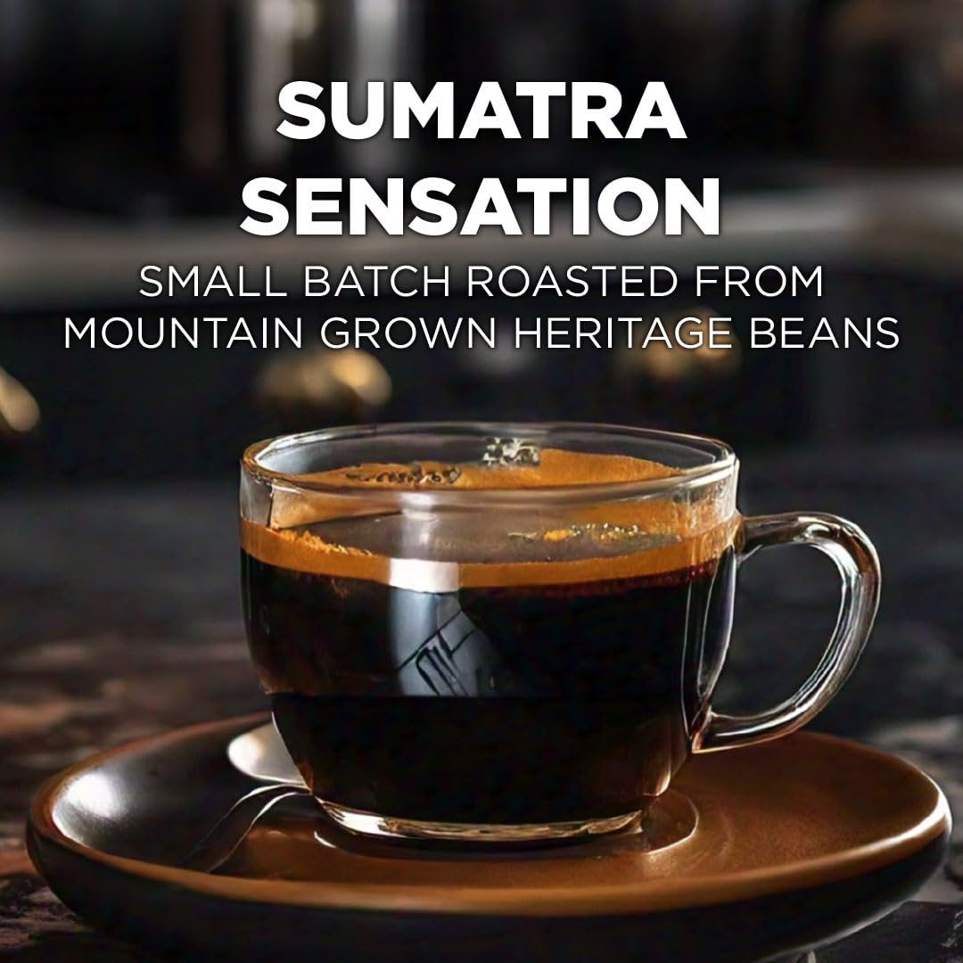 Maud's Sumatra Sensation pod packaging highlights eco-friendly materials.