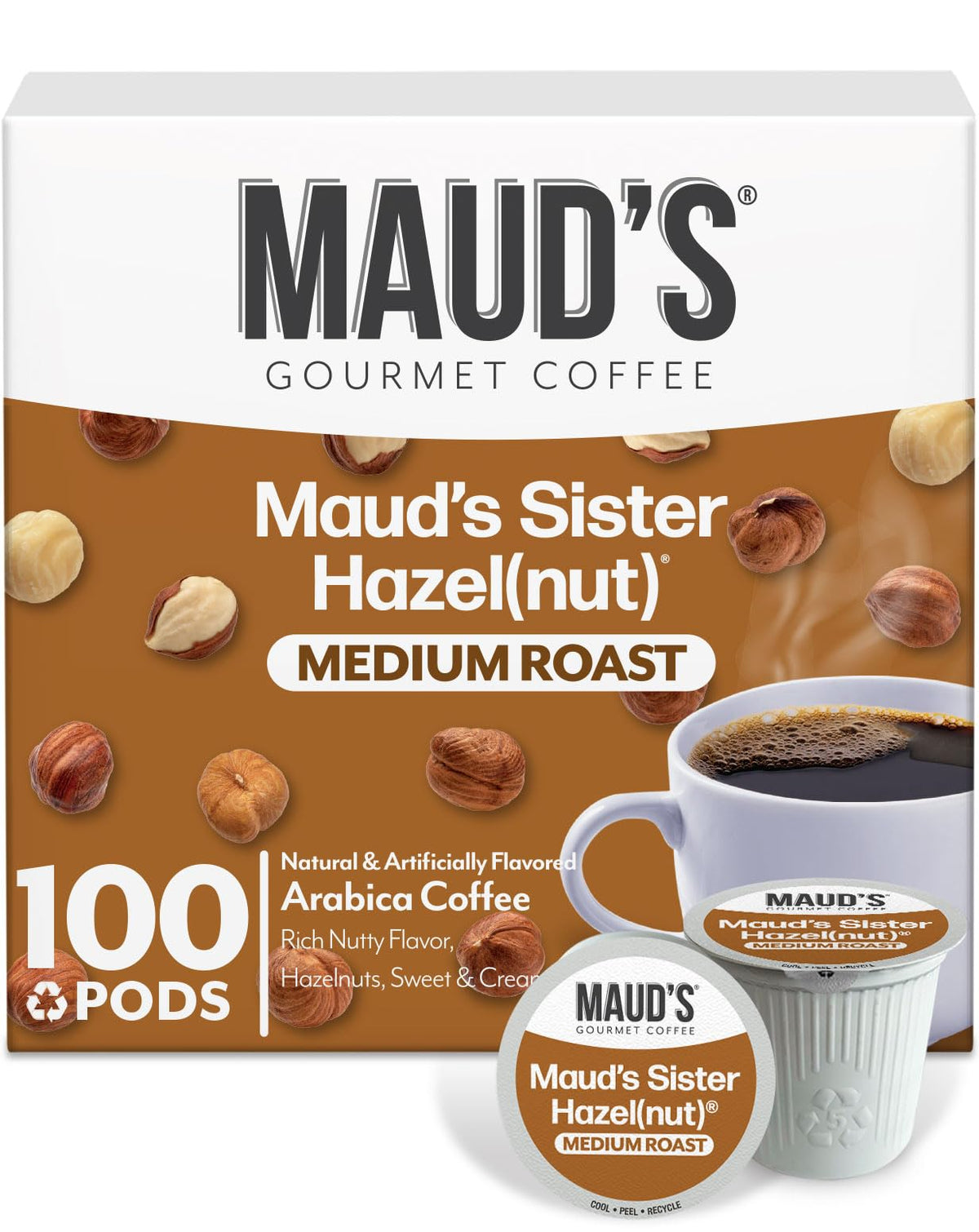 MAUD'S Sweet Hazelnut pods on a countertop showing convenient, cafe-like flavor.