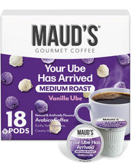 Maud's Vanilla Ube coffee pod pack showcases the product for your morning routine.