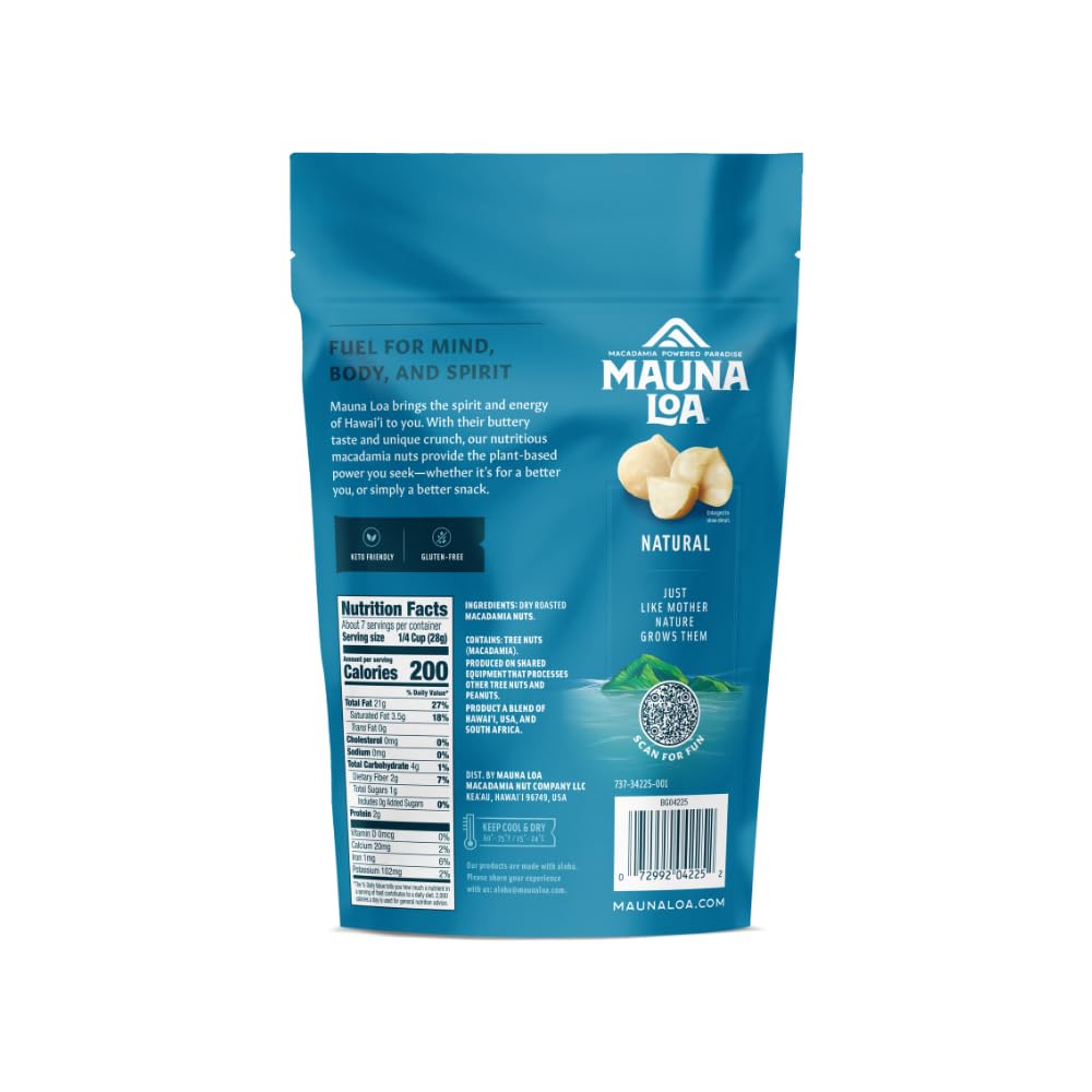 Mauna Loa macadamias closeup reveals rich buttery texture and premium quality.