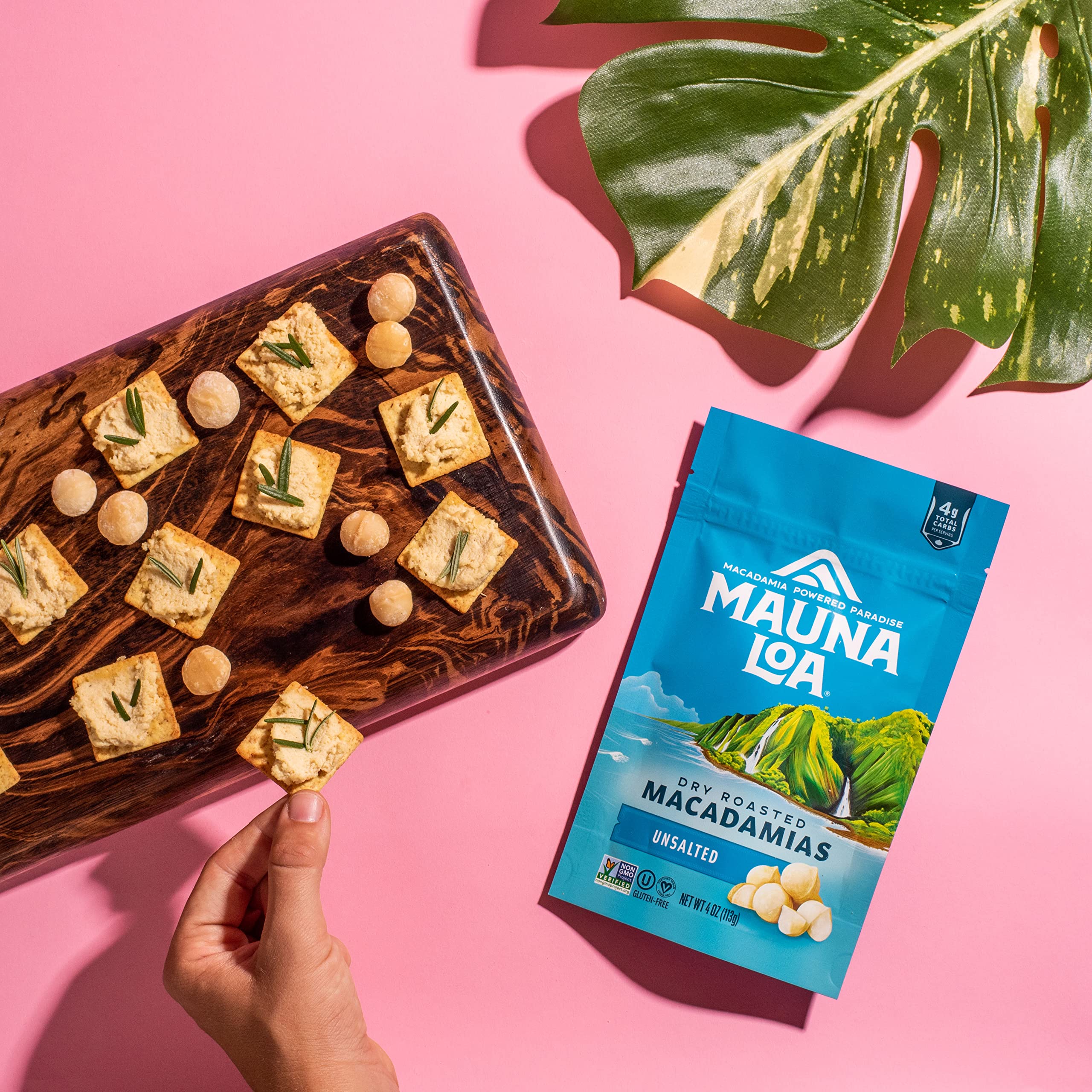 Mauna Loa macadamias deliver monounsaturated fats and omega-7s for balanced bites.