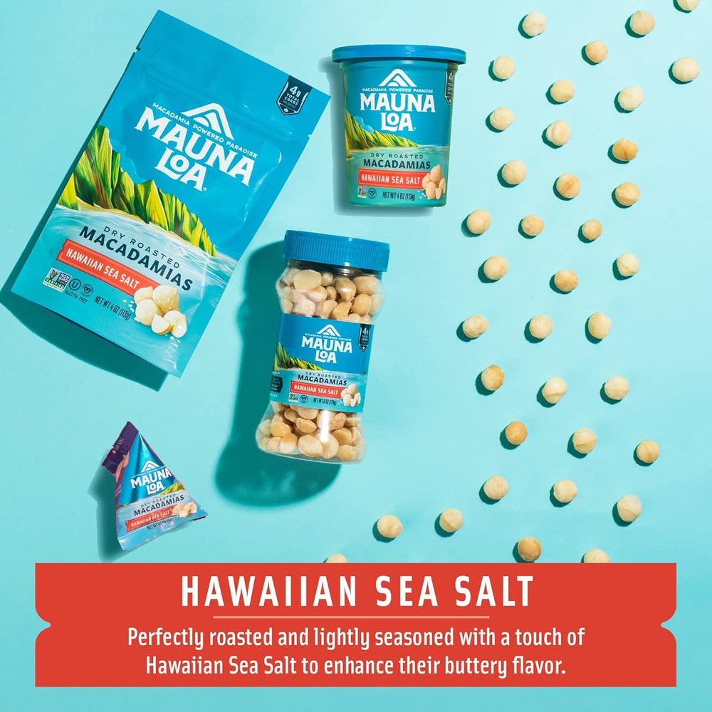 Mauna Loa sea salt roasted macadamias snack-pack—portable keto-friendly bite.