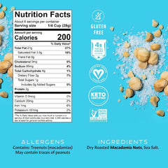 Mauna Loa sea salt roasted macadamias close-up—creamy texture with crisp sea salt.
