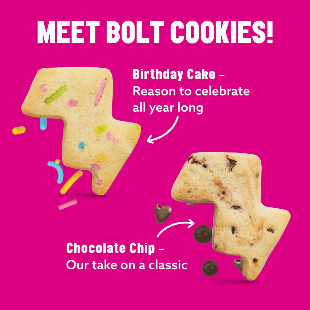 MAVERICKS Bolt Cookies birthday cake close-up, colorful bite-sized school snack.