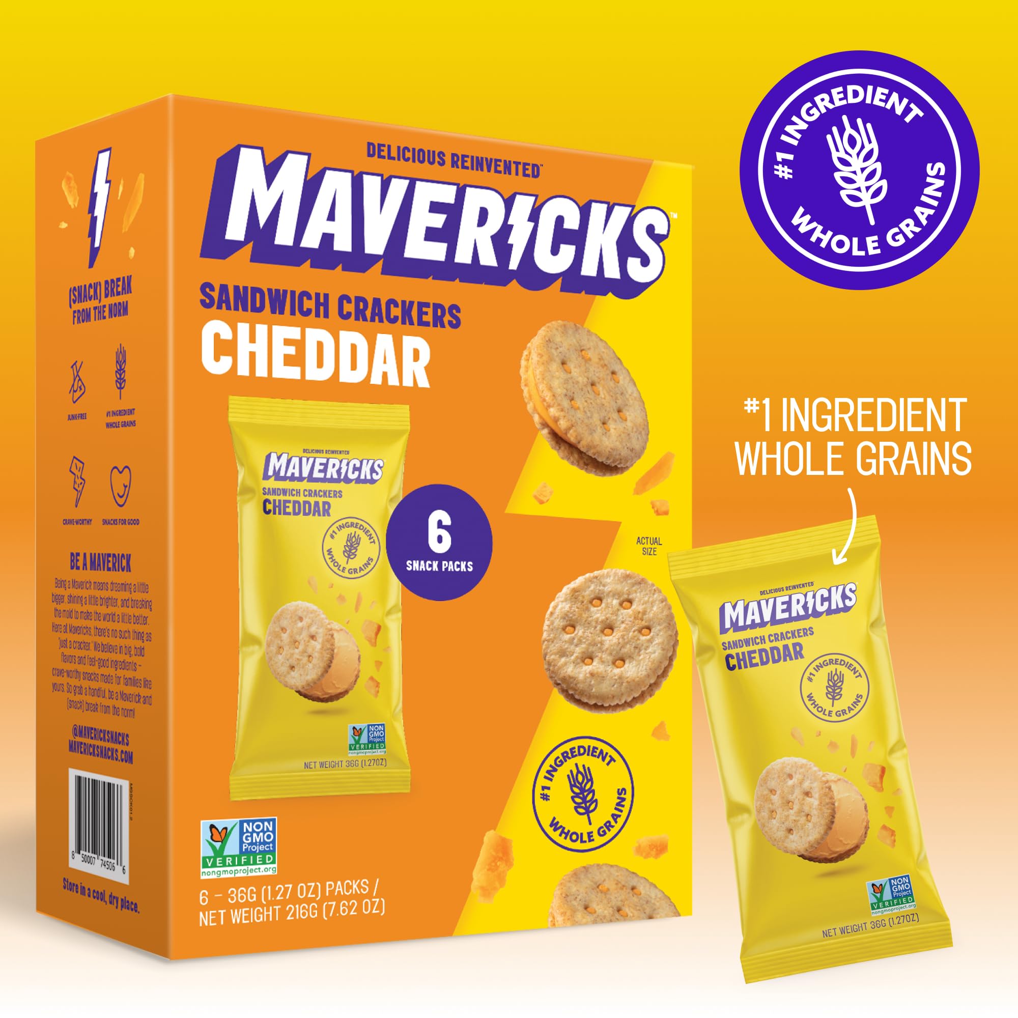 MAVERICKS cheddar crackers on kitchen shelf ready to elevate pantry snack time.