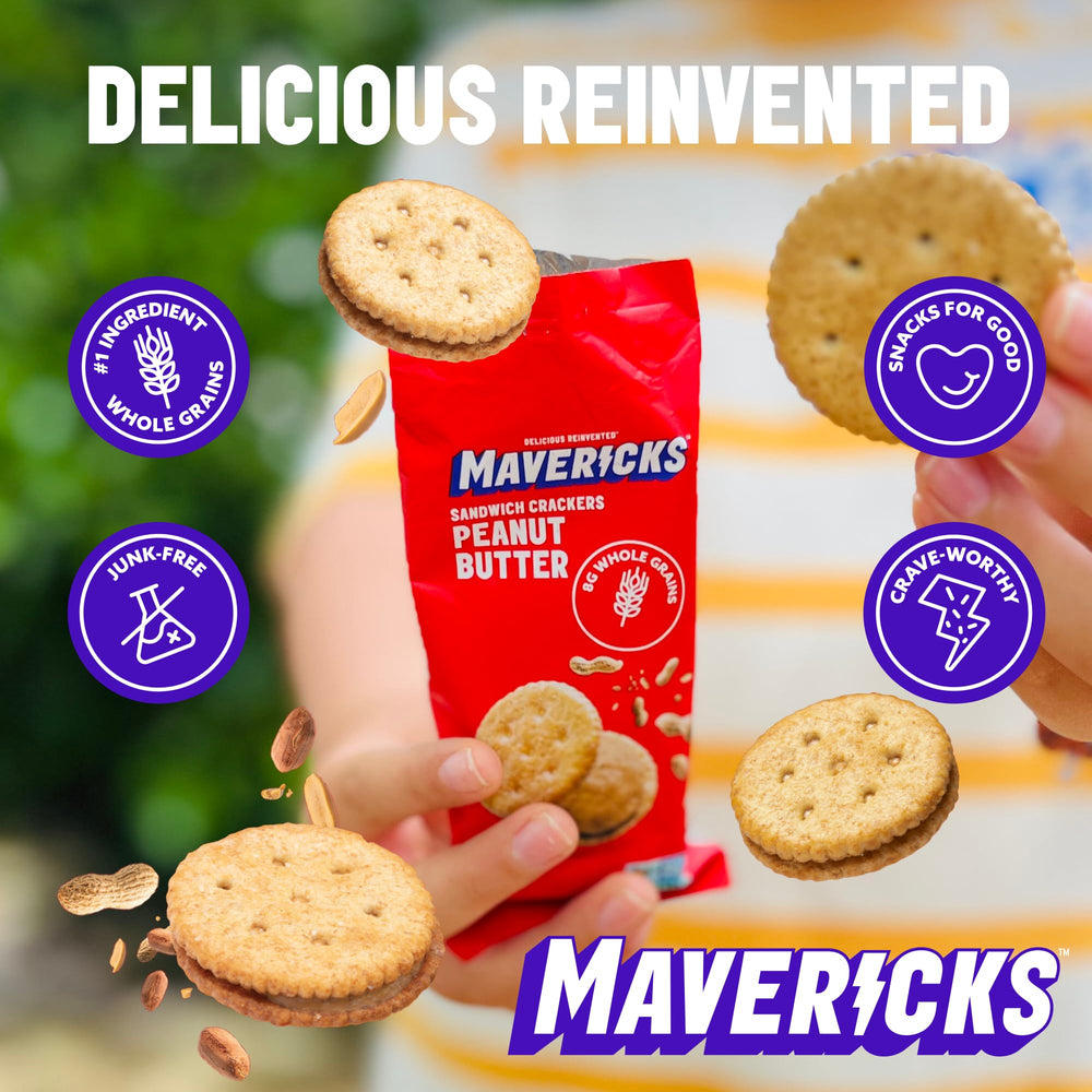 MAVERICKS snack 6-count on table demonstrates portable lunchbox appeal.