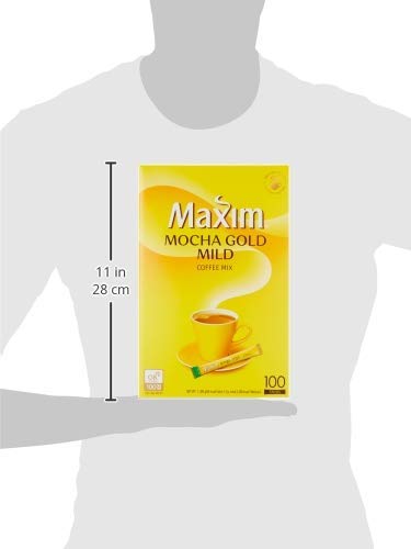 Maxim Mocha Gold Mild Coffee Mix packaging conveys convenience for on-the-go days.