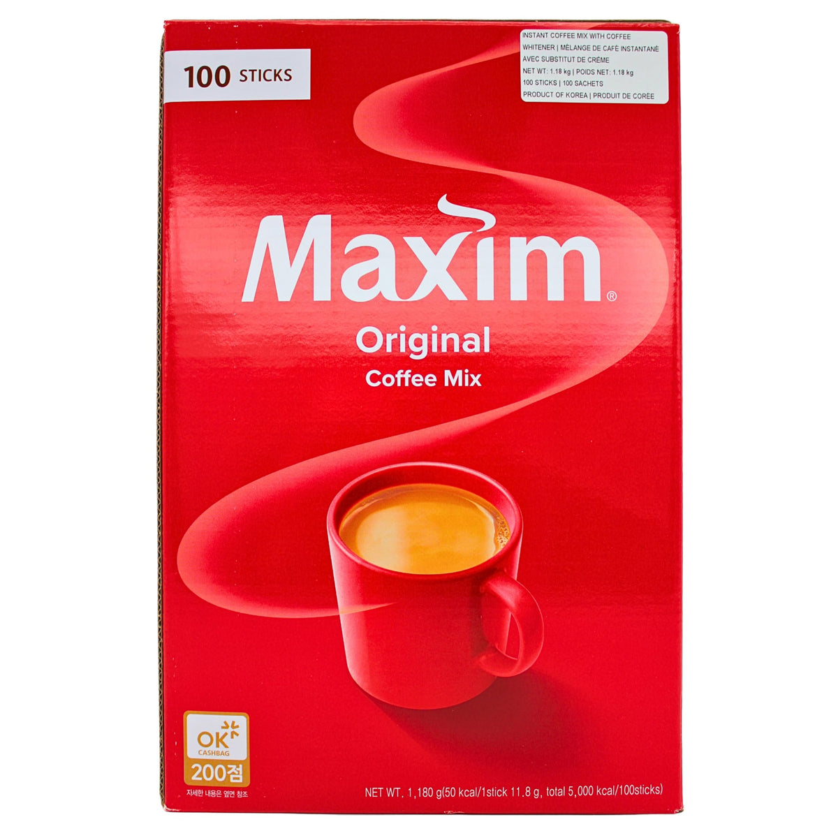 Maxim Original Coffee Mix pack shot highlighting convenient sachets for fast brew