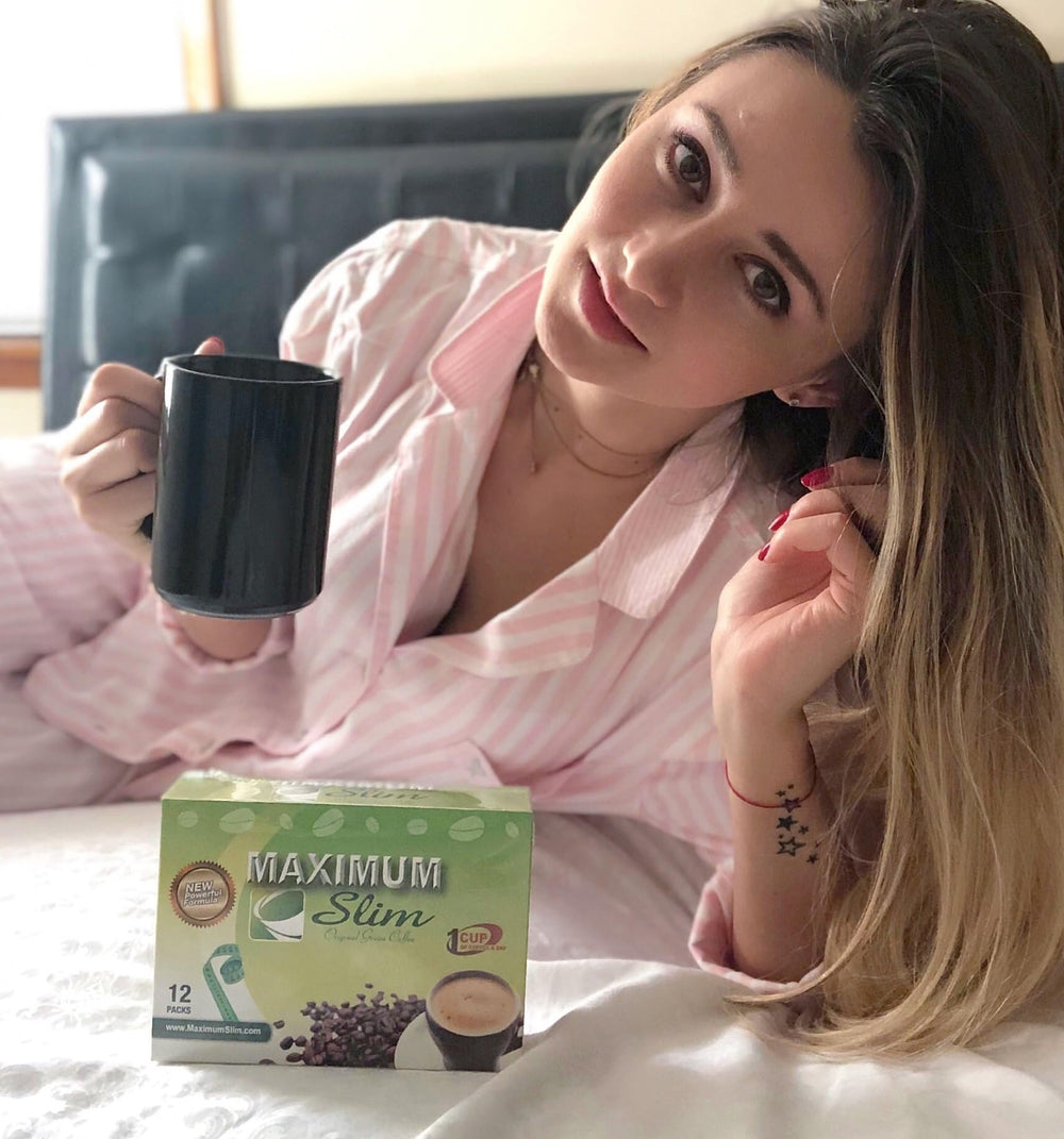 Morning routine scene with Maximum Slim coffee emphasizing convenience and energy