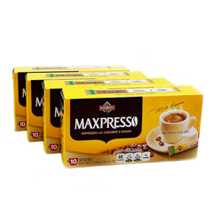 Maxpresso 3in1 Korean instant coffee box showing convenient single-serve packets for busy, on-the-go moments.