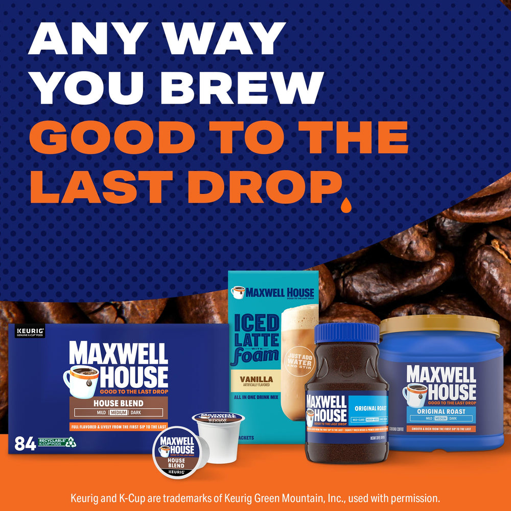 The welcoming Maxwell House aroma fills the kitchen as you brew.