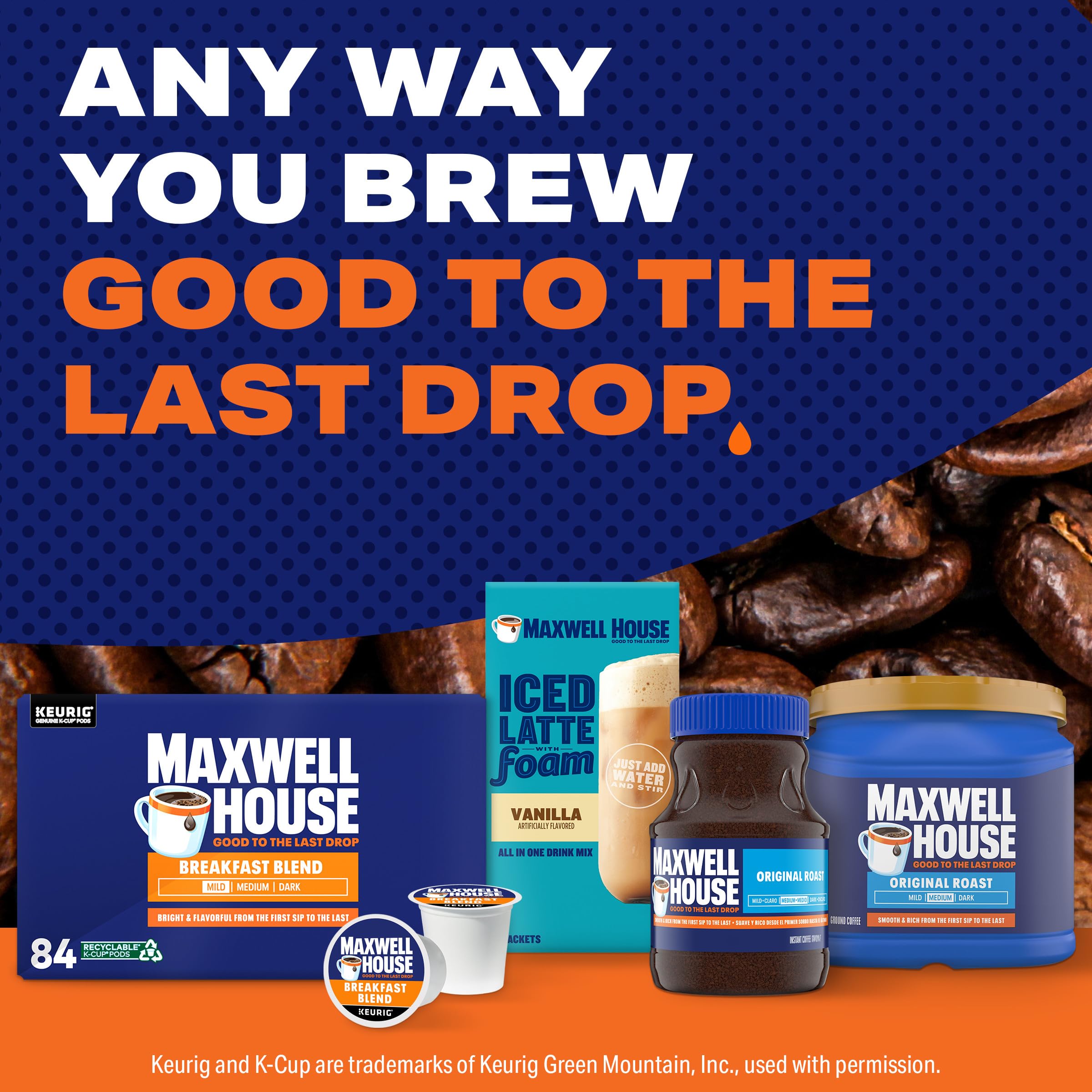 Maxwell House Breakfast Blend stored in a dry place.