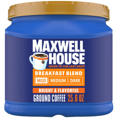 Maxwell House Breakfast Blend mug with steam highlighting inviting aroma for a comforting morning