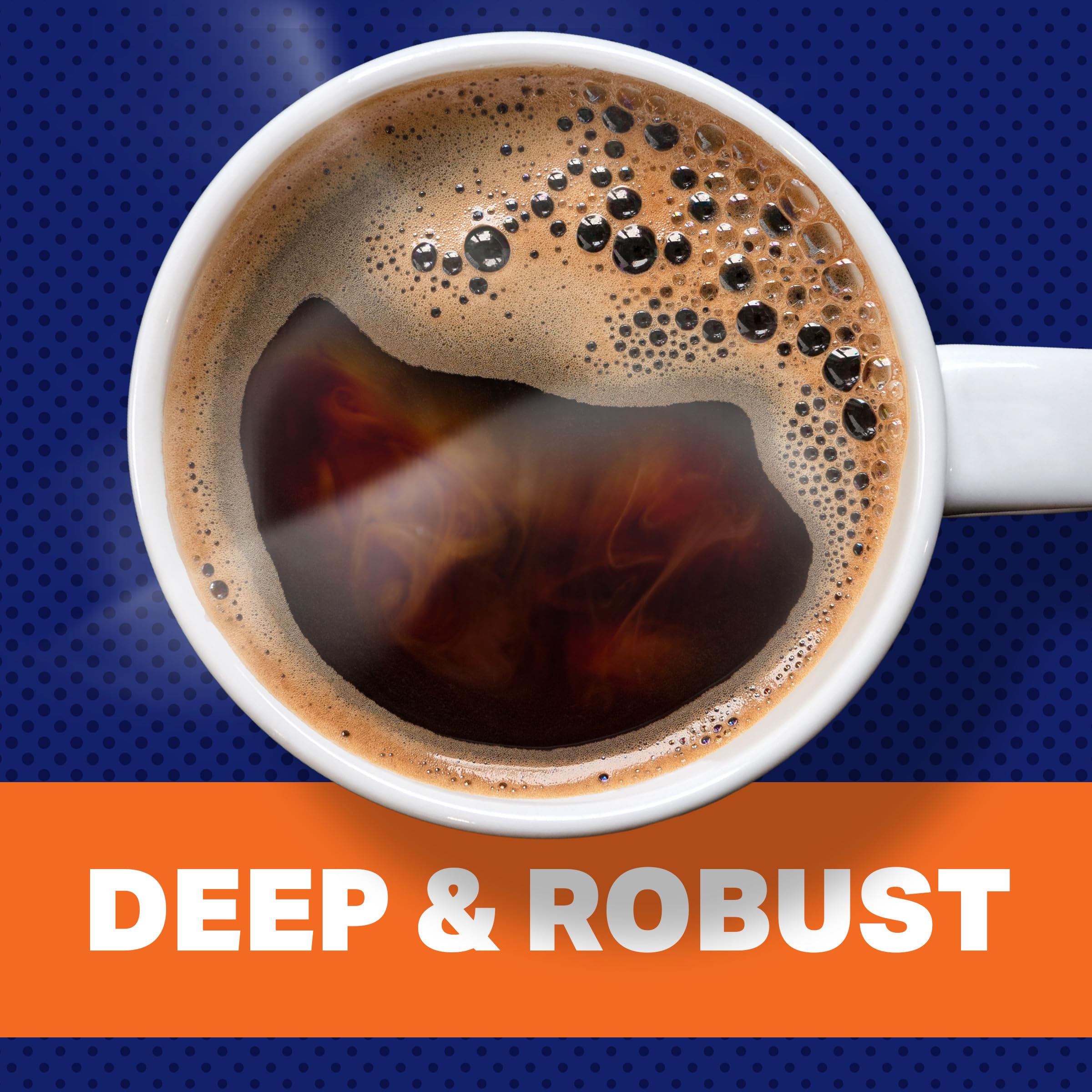 Maxwell House brewed coffee in a mug with steam.