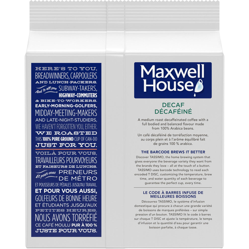 Maxwell House Cafe Collection Decaf T-Disc capsule close-up, showcasing compact design