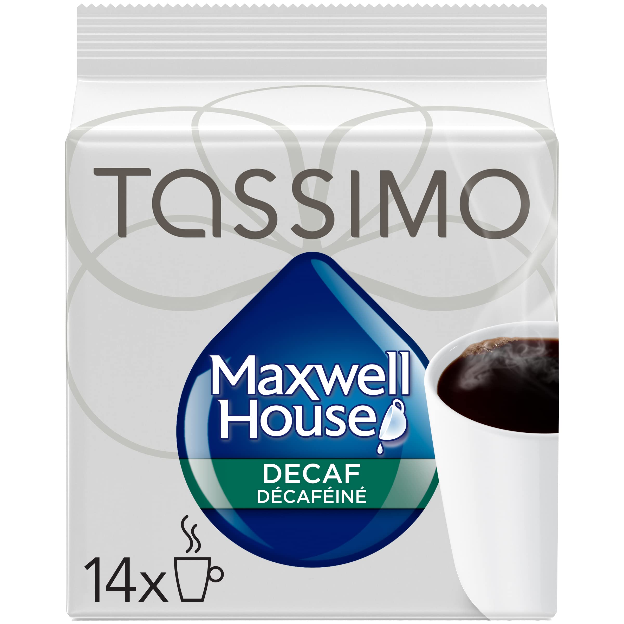 Maxwell House Cafe Collection Decaf T-Discs packaging front, inviting morning ritual