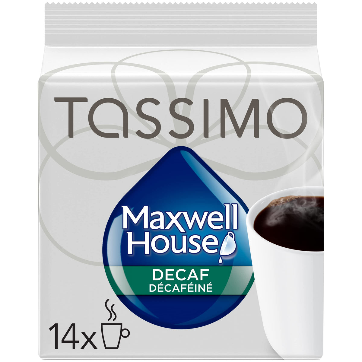 Maxwell House Cafe Collection Decaf T-Discs packaging front, inviting morning ritual