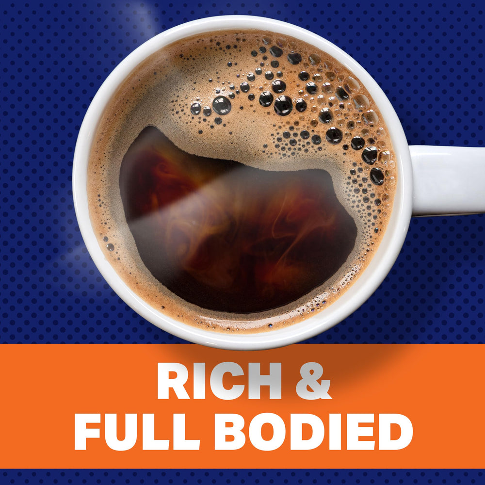 MAXWELL HOUSE Dark Silk canister top view emphasizes full-bodied flavor potential.