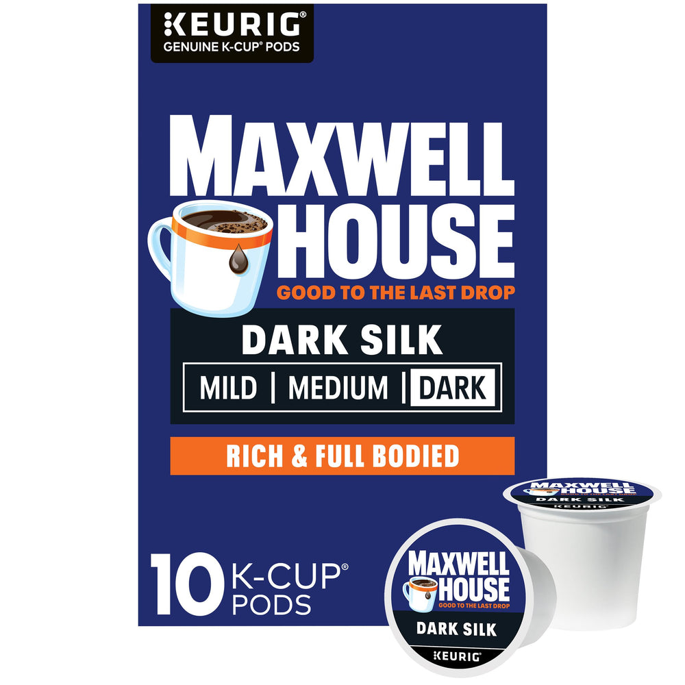 Maxwell House Dark Silk K-Cup box front conveys trusted brand for simple mornings