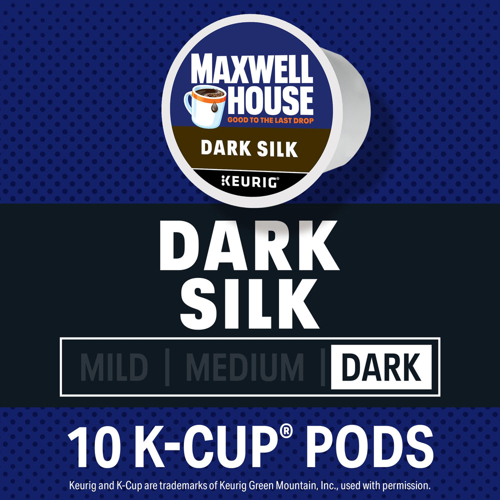 Maxwell House Dark Silk K-Cup pods ready to brew a rich cup