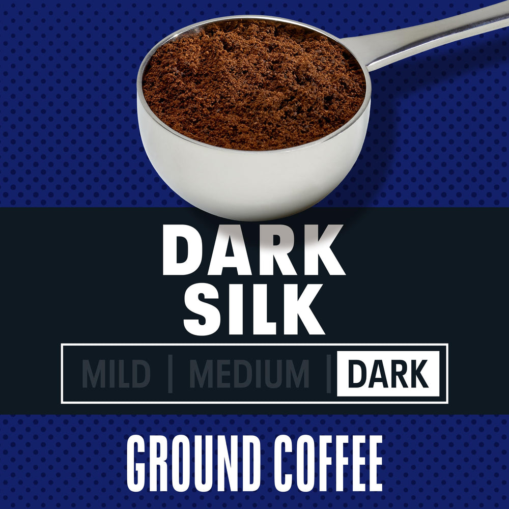 MAXWELL HOUSE Dark Silk steaming coffee cup captures warm aroma ready to be savored.