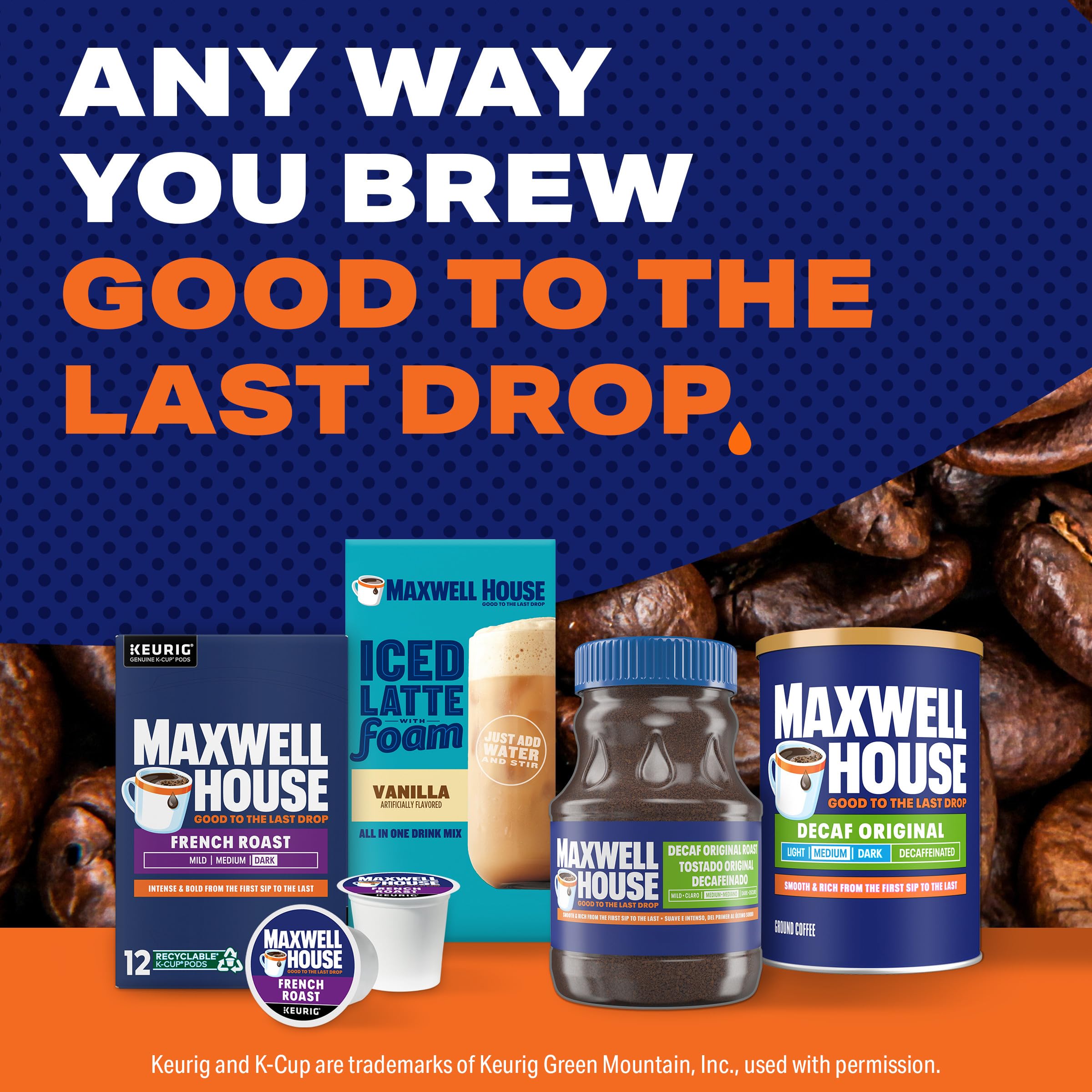 MAXWELL HOUSE Decaf coffee suited for automatic drip brewers delivers consistent flavor.
