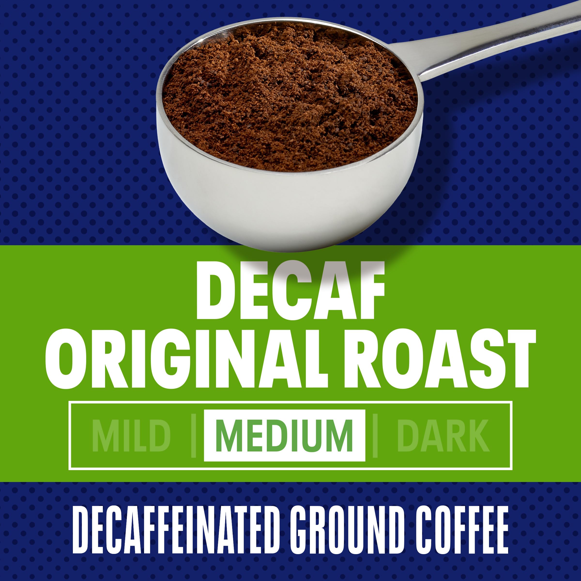 MAXWELL HOUSE Decaf ground coffee with Arabica and Robusta beans offers balanced taste.