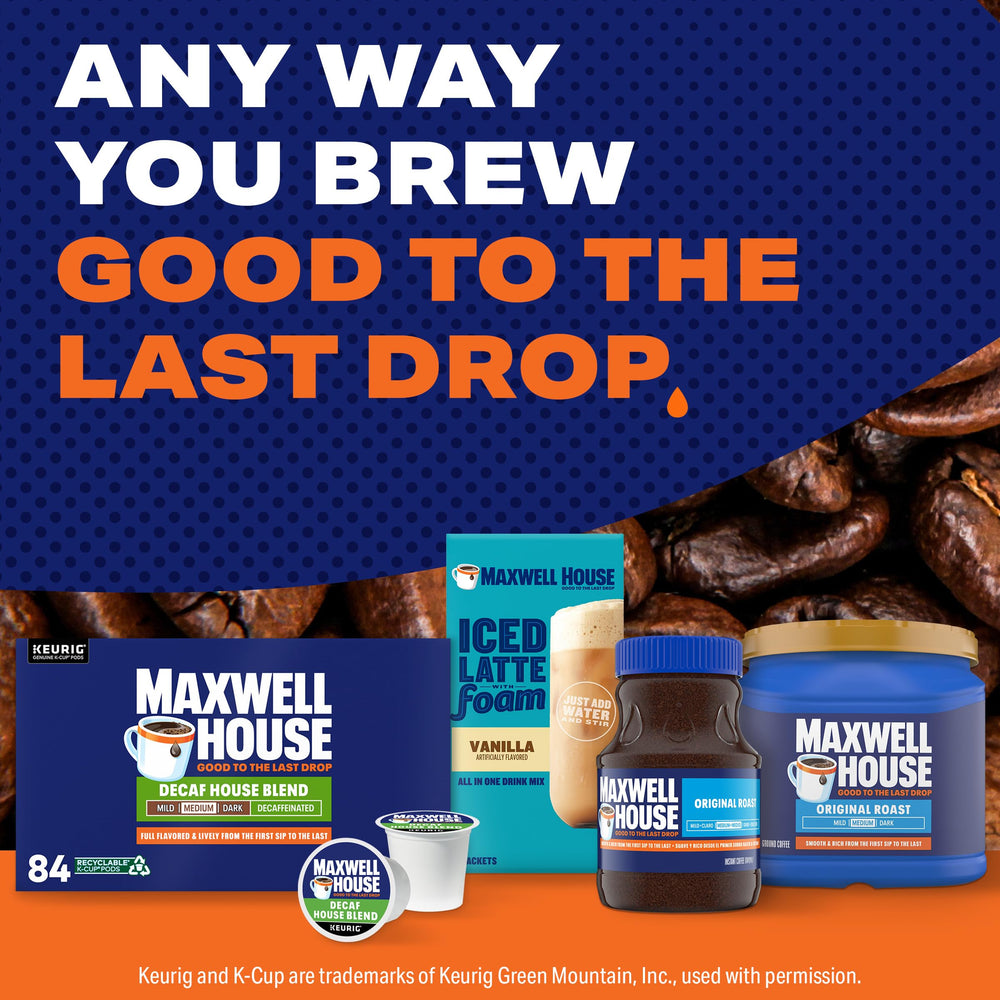 Kosher-certified Maxwell House Decaf House Blend packaging