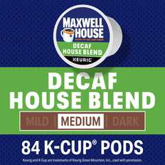 Rich aroma of Maxwell House Decaf House Blend filling the room