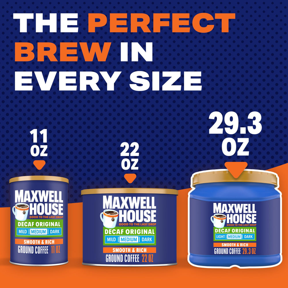 Close-up of Maxwell House beans ready to brew decaf flavor