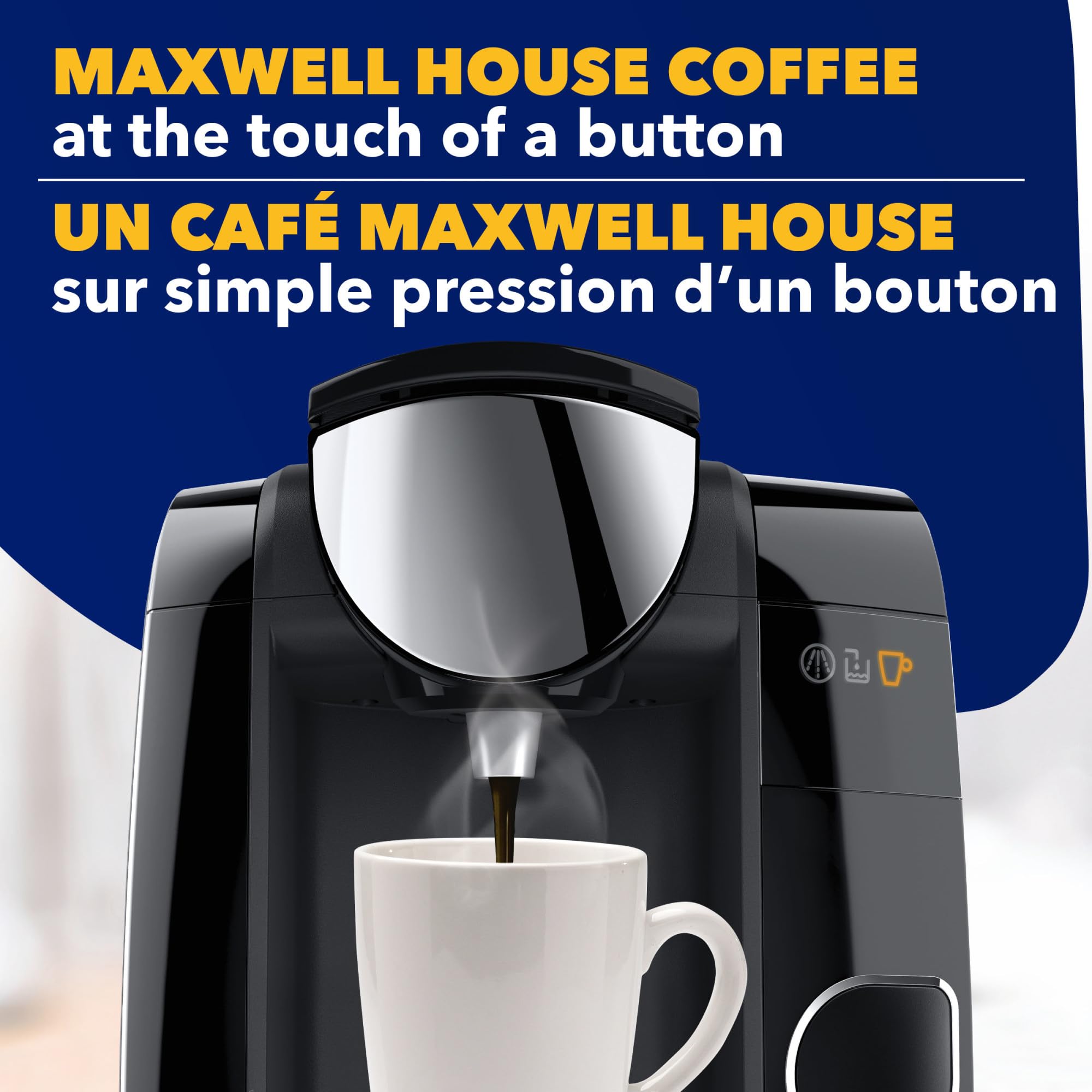 Box open reveals Maxwell House Decaf T-Discs ready to brew