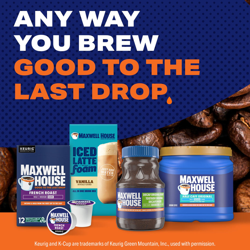 Store Maxwell House Half Caff in cool, dark place for freshness