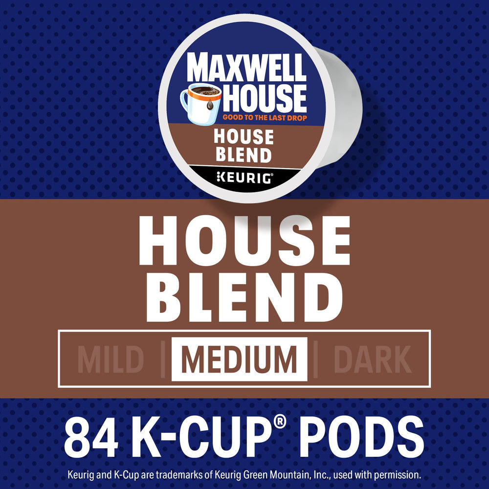 Pouring Maxwell House House Blend from a K-Cup demonstrates a rich, steady flow.