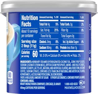 Maxwell House International French Vanilla Sugar Free canister demonstrates resealable freshness