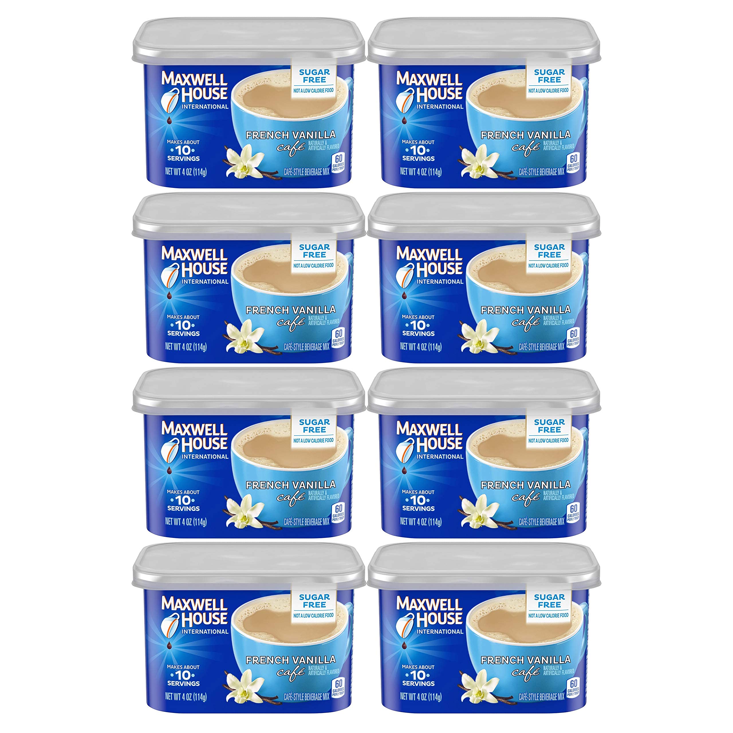 Maxwell House International Sugar Free French Vanilla coffee can for quick mornings