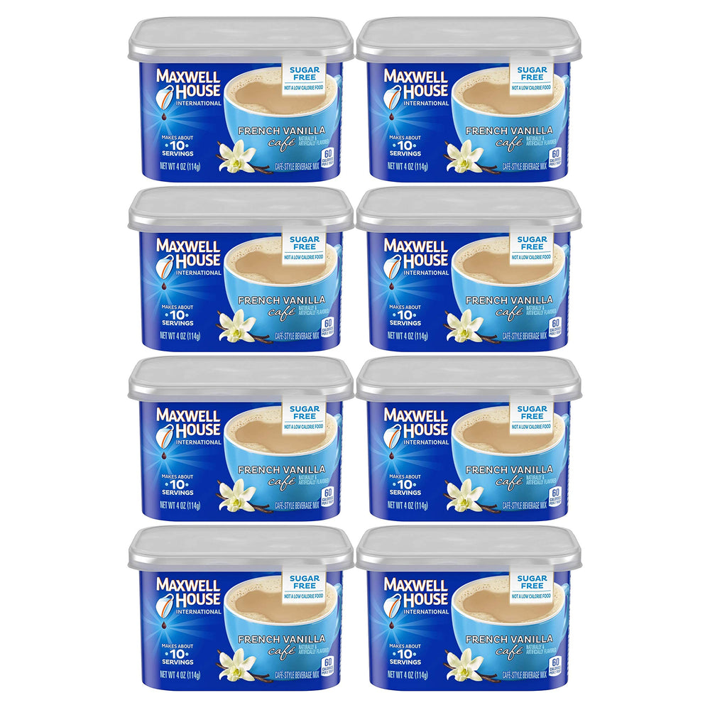 Maxwell House International Sugar Free French Vanilla coffee can for quick mornings