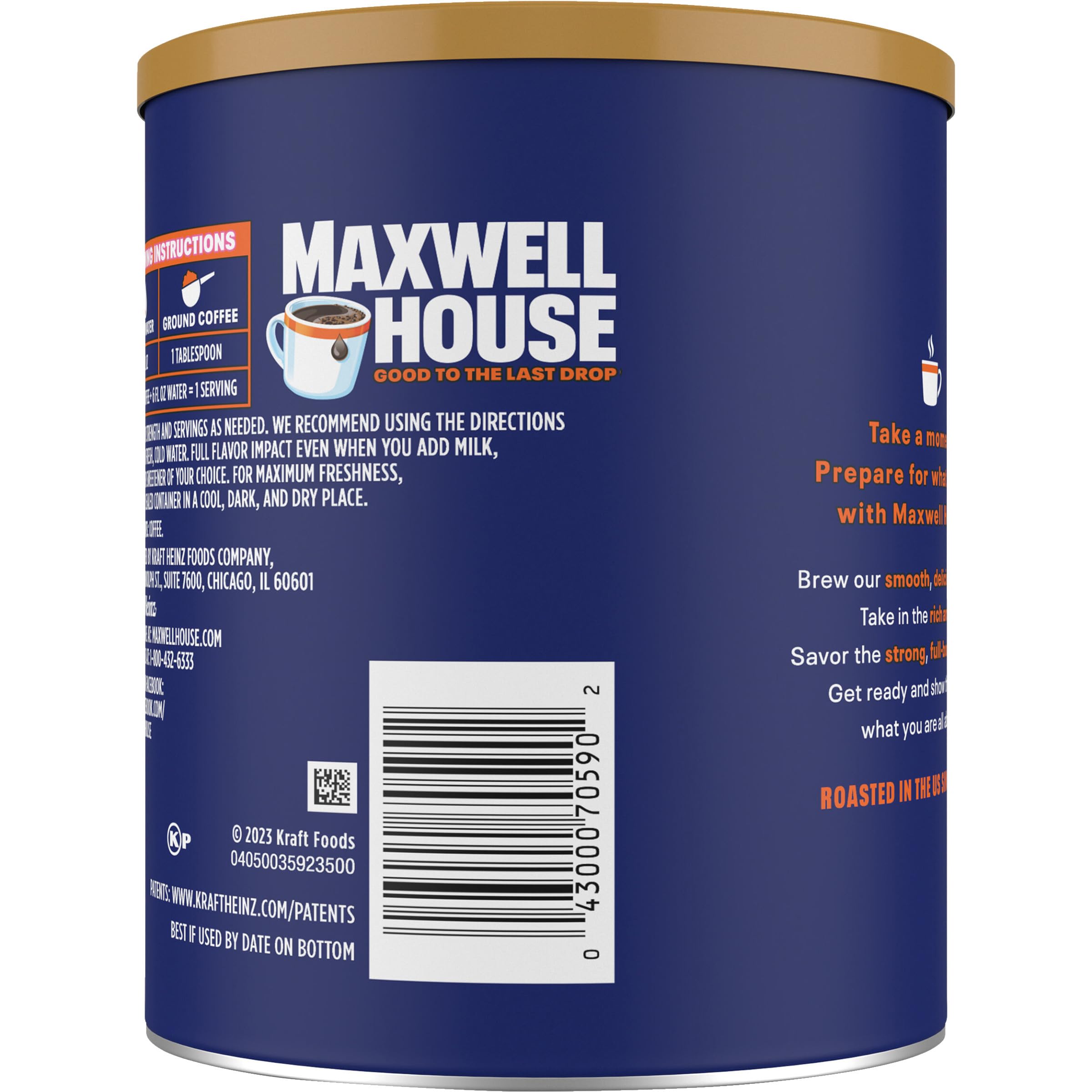 MAXWELL HOUSE Master Blend Light Roast 11.5 oz packaging on shelf
