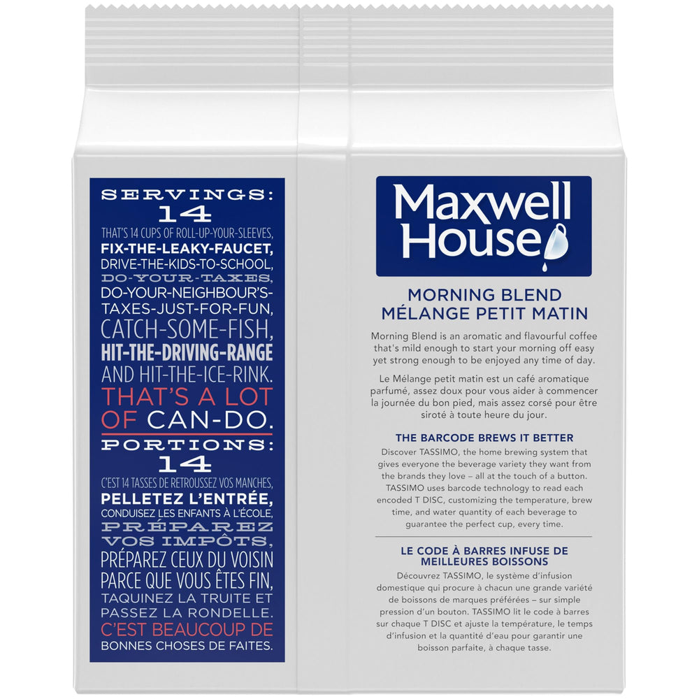 Maxwell House Morning Blend T-Disc 14-pack demonstrates ready-to-brew convenience