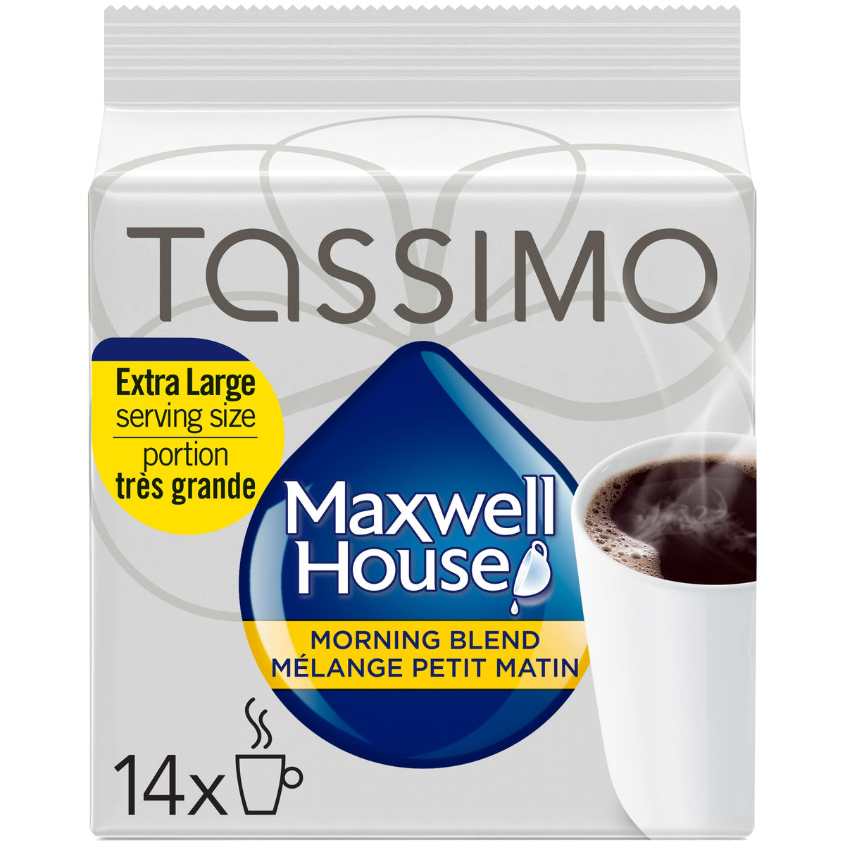Maxwell House Morning Blend T-Disc packaging highlights convenient single-serve format