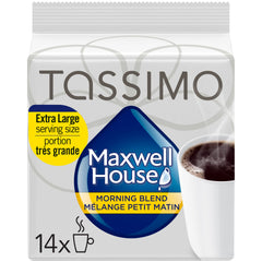 Maxwell House Morning Blend T-Disc packaging highlights convenient single-serve format