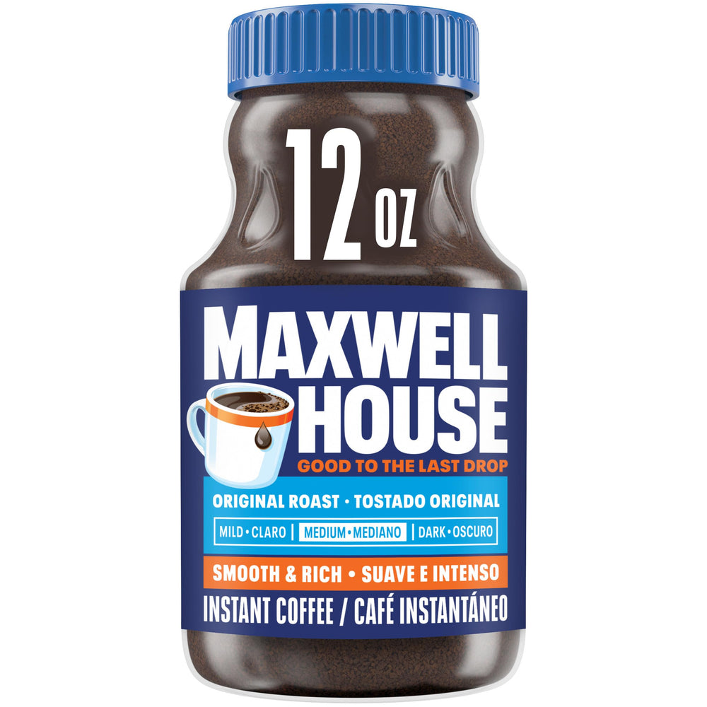 Maxwell House Original Medium Roast jar front for quick, consistent coffee.