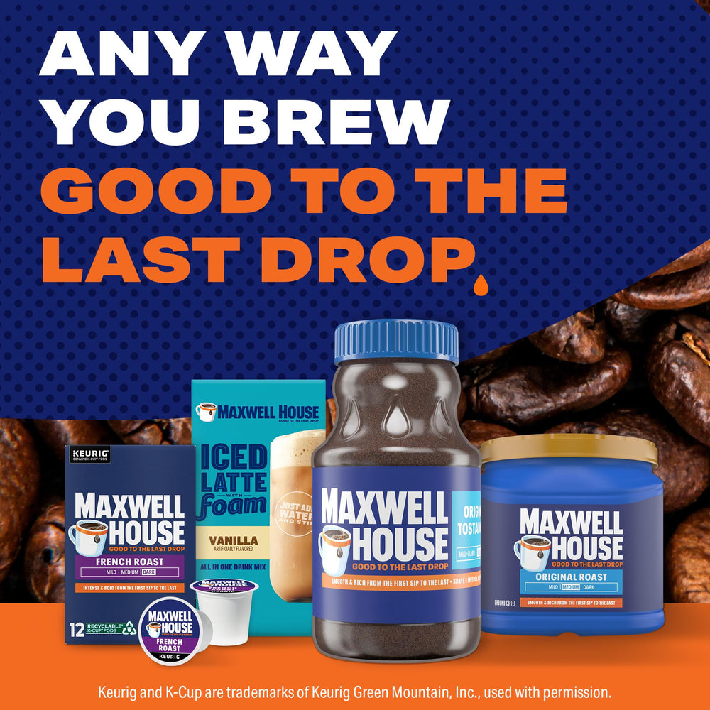 Maxwell House jar reseal highlights freshness between uses.