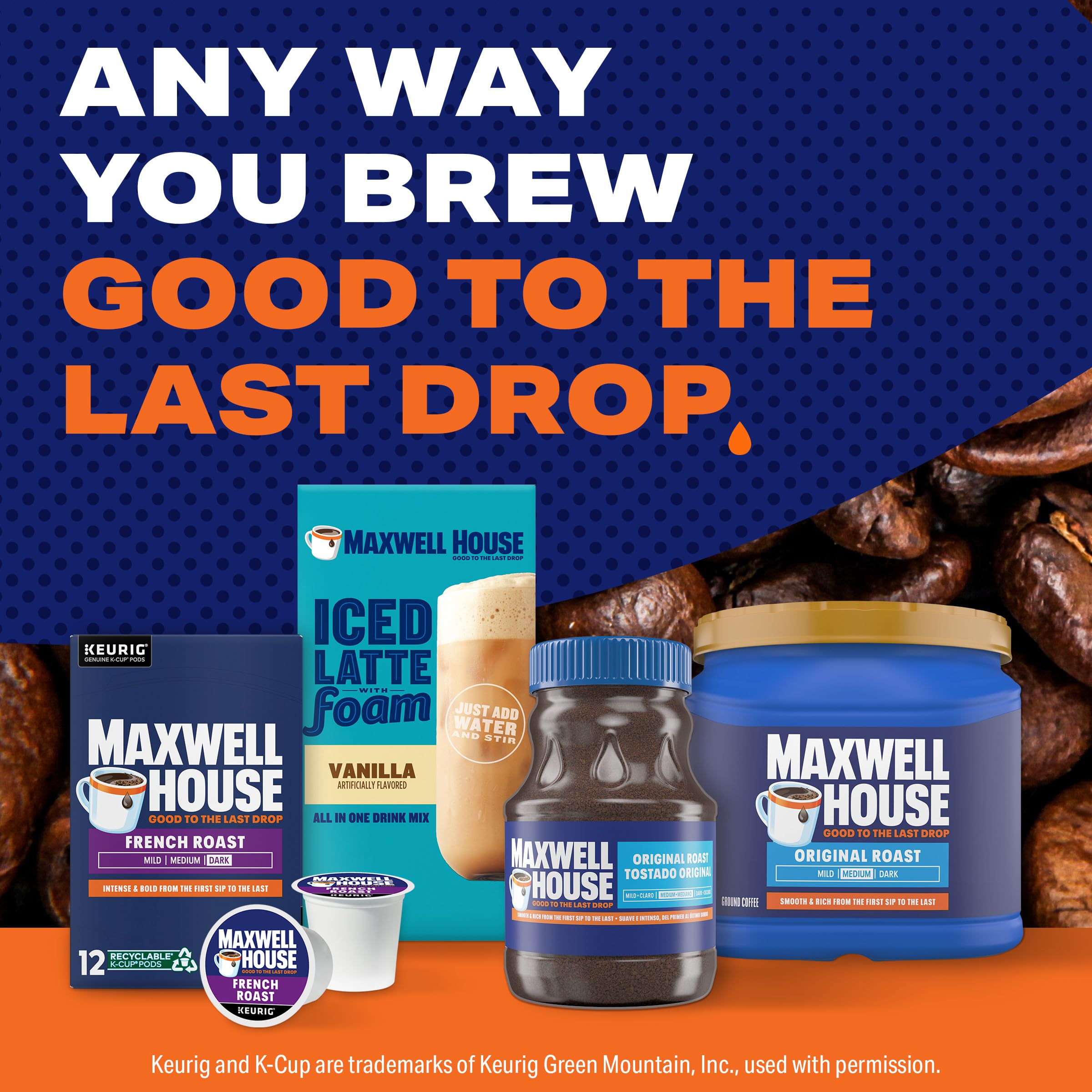 MAXWELL HOUSE Original Roast cup suggesting a relaxing break