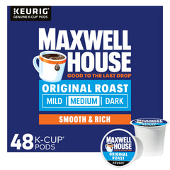 Maxwell House Original Roast K-Cup box front showing a trusted medium roast for daily breaks