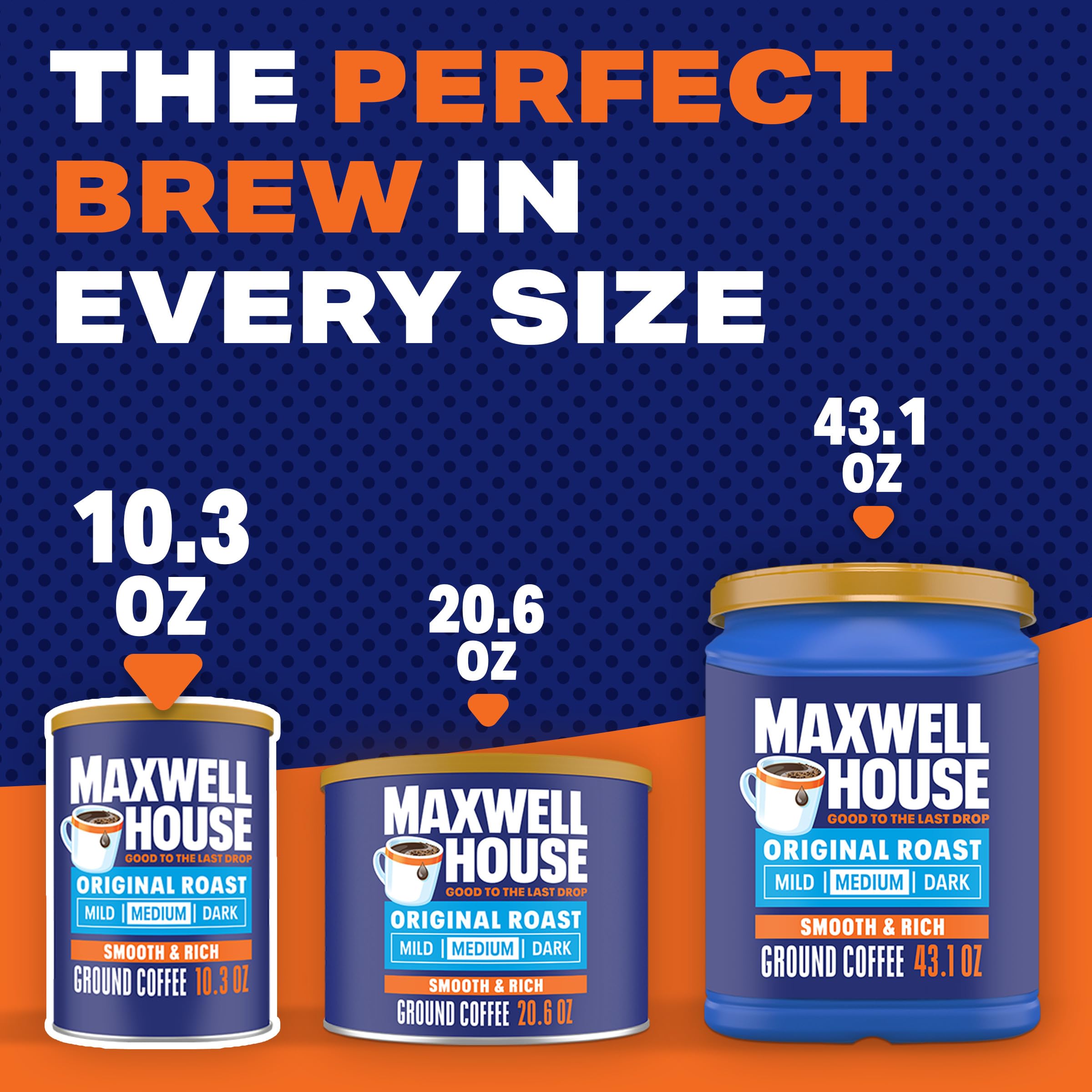 Maxwell House Original Roast label on canister identifying the flavor